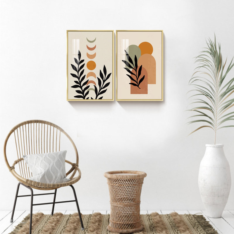 Boho Artwork, 2 pièces, Or, H 24 po x l 32 po x P 1,34 po