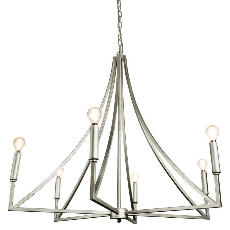 Elite 6 - Light Candle Style Empire Chandelier, Oyster White