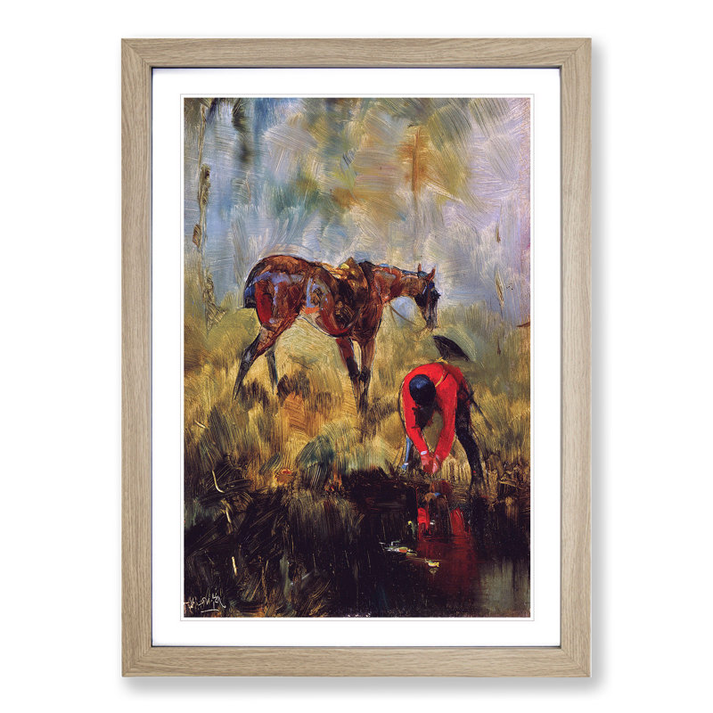 Hunting Horse with Hounds by Henri de Toulouse-Lautrec - Picture Frame Painting, 48cm H x 36cm W x 2cm D, Oak Framed
