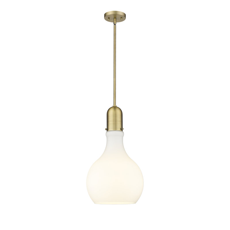 1 - Light Single Pendant, Brushed Brass, Matte White, 53.25" H x 11.75" W x 11.75" D