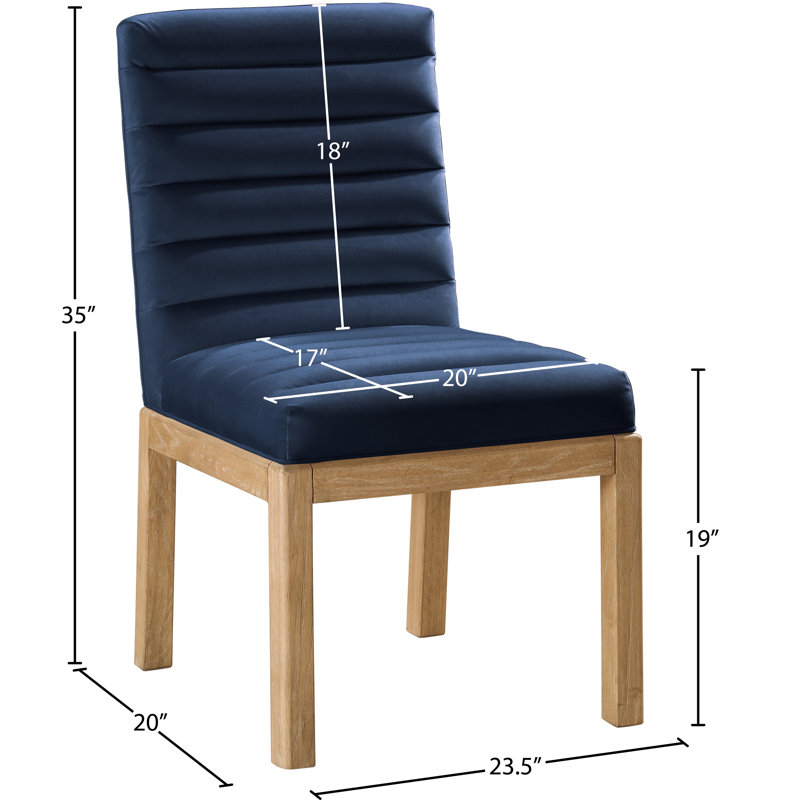 Chaise en velours Evelyn Lametra, Velours marine, Naturel
