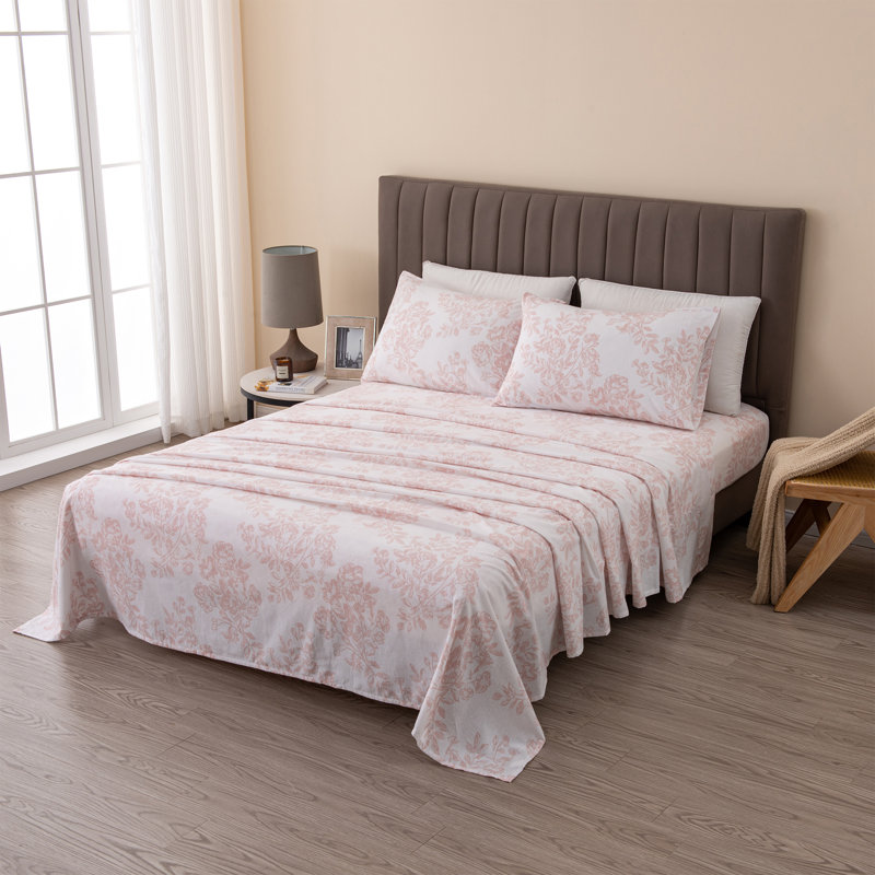 Queen Blush Pink Cotton Flannel Sheet Set