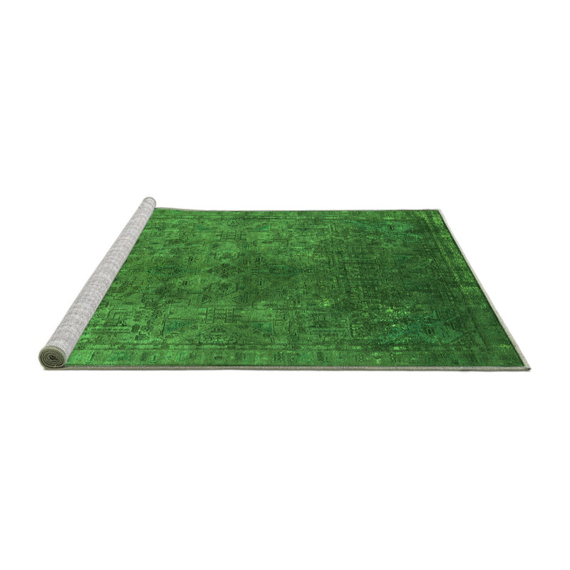 Tapis verts lavables à la machine de style Mid-Century moderne 1816, Rond 6 pi