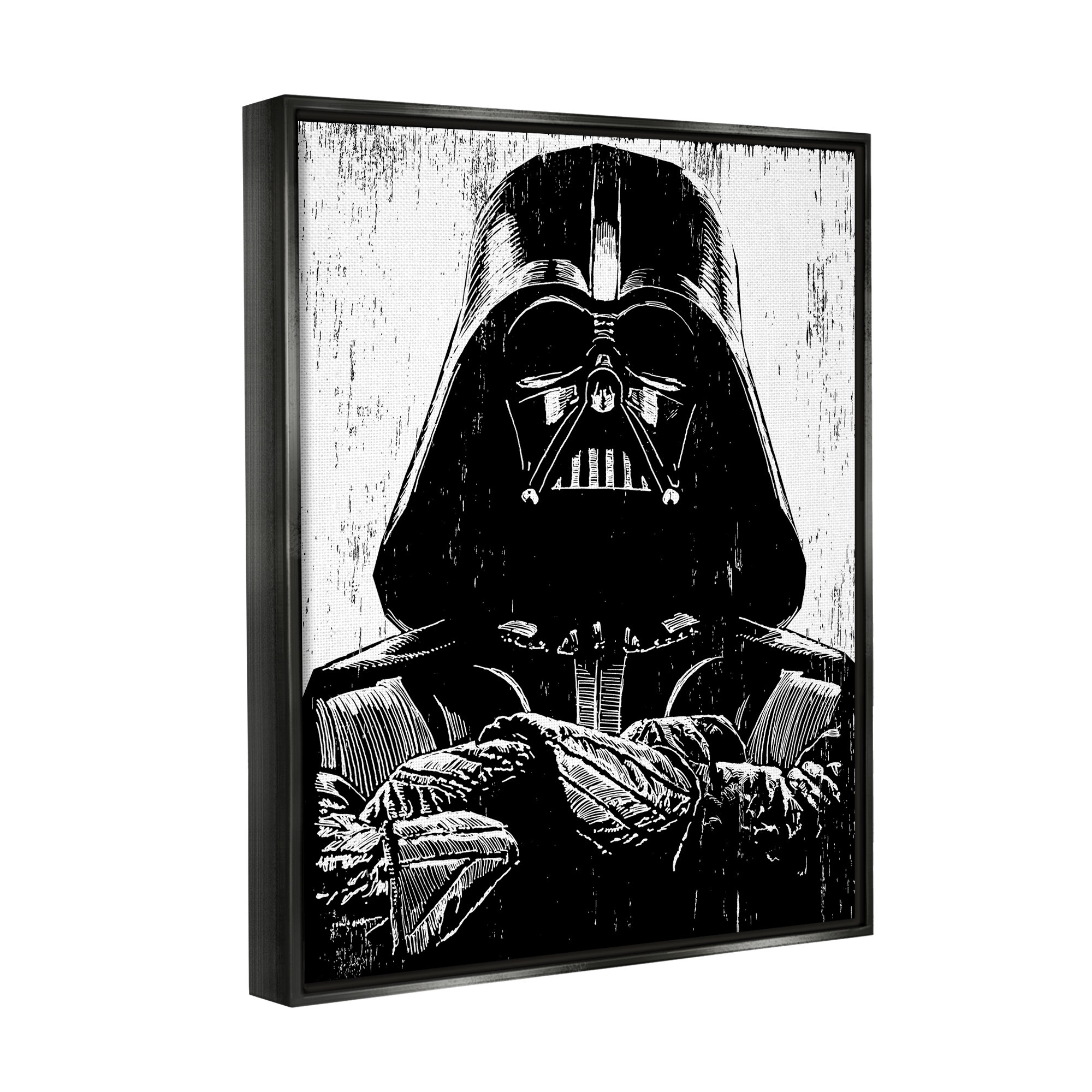 Stupell Industries Black And White Star Wars Darth Vader Distressed ...