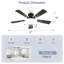  Ventilateur de plafond moderne encastré noir 42 "avec grande lumière DEL et télécommande Cissline pour chambre à coucher / salon / salle à manger