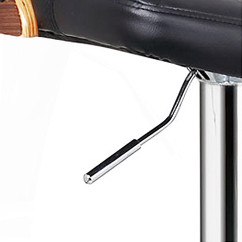 Tabouret de bar pivotant et réglable en bois courbé, style contemporain moderne et élégant, avec dossier en bois courbé, assise et dossier incurvés et finition matelassée en losanges.