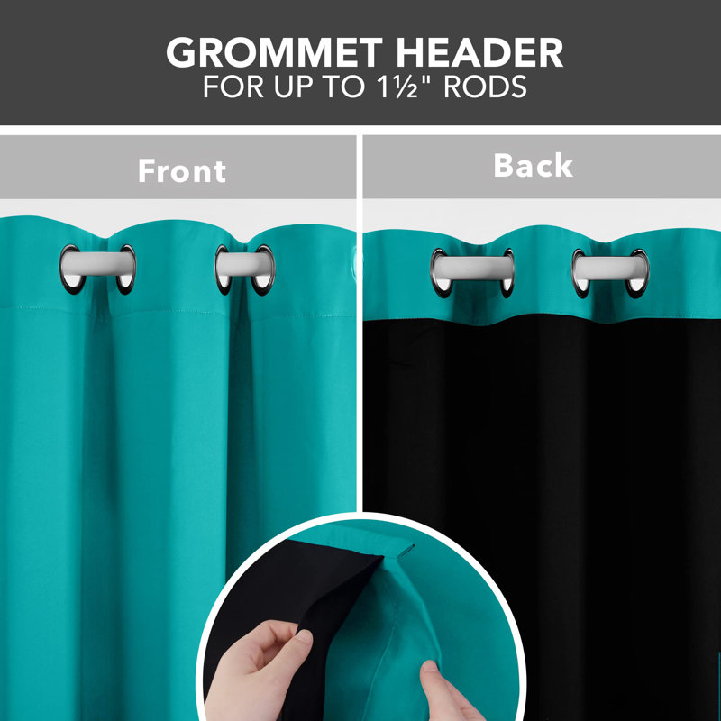 100 Percent Blackout with Liner Grommet Curtain Panel (Set of 4), 52" W x 95" L, Burlywood