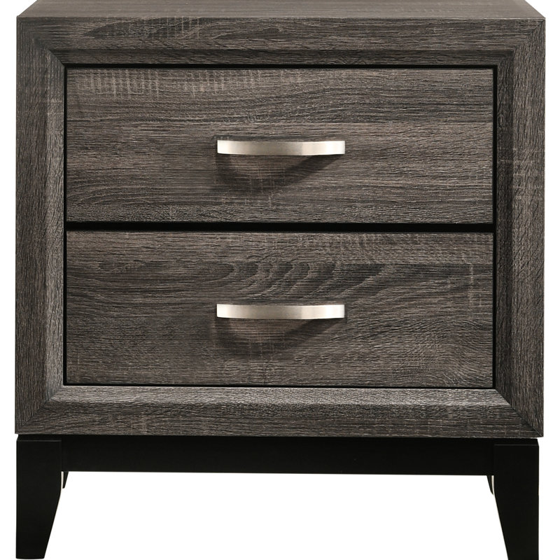 Table de chevet 2 tiroirs Grey Oak
