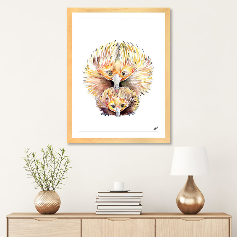 Décoration murale énigmatique Echidnas pour enfants, H 24 po x l 16 po x P 1 po, Papier encadré naturel