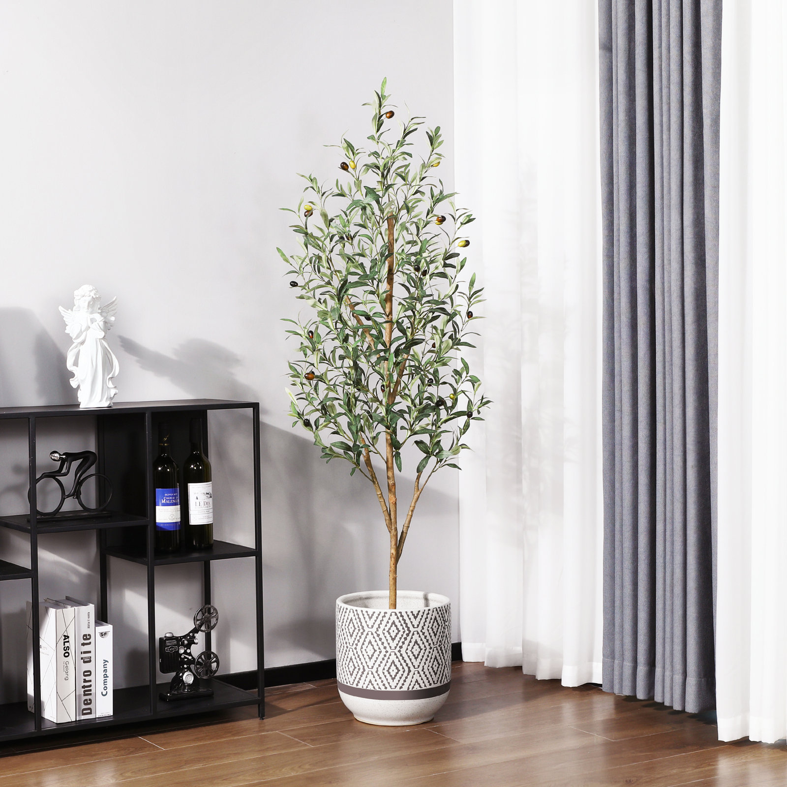 Adcock Olive Tree in Pot, 59" H x 15" W x 15" D