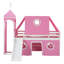 Lit mezzanine simple avec glissade, tente et tour rose, cadre de lit mezzanine pour enfants