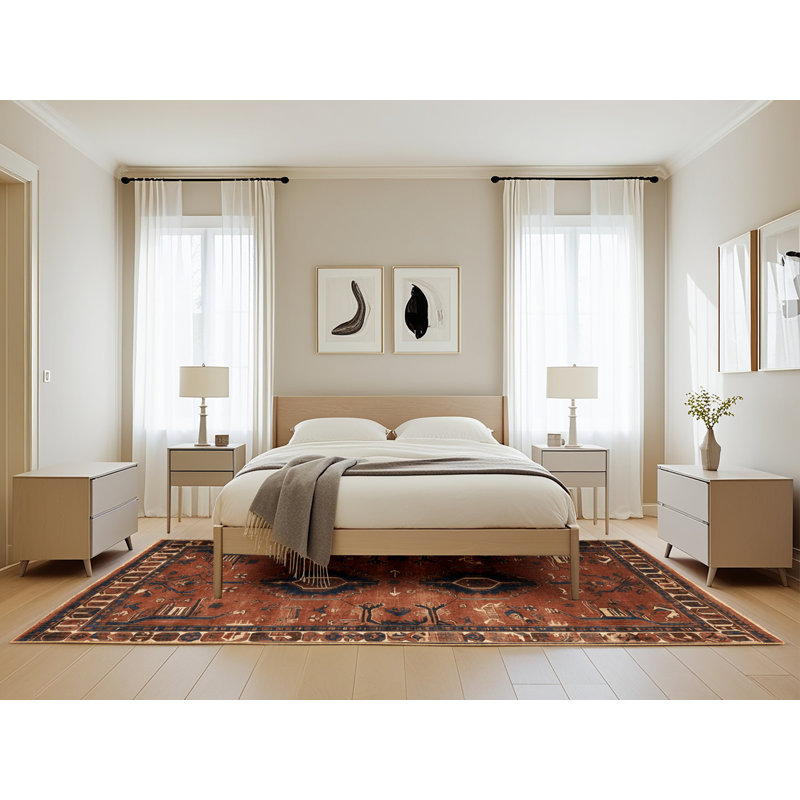 Machine Washable Persian Brown Area Rug, Rectangle 5' x 8'