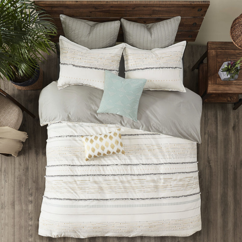 Housse de couette 100% coton avec pampilles - Grand lit double / grand coloré