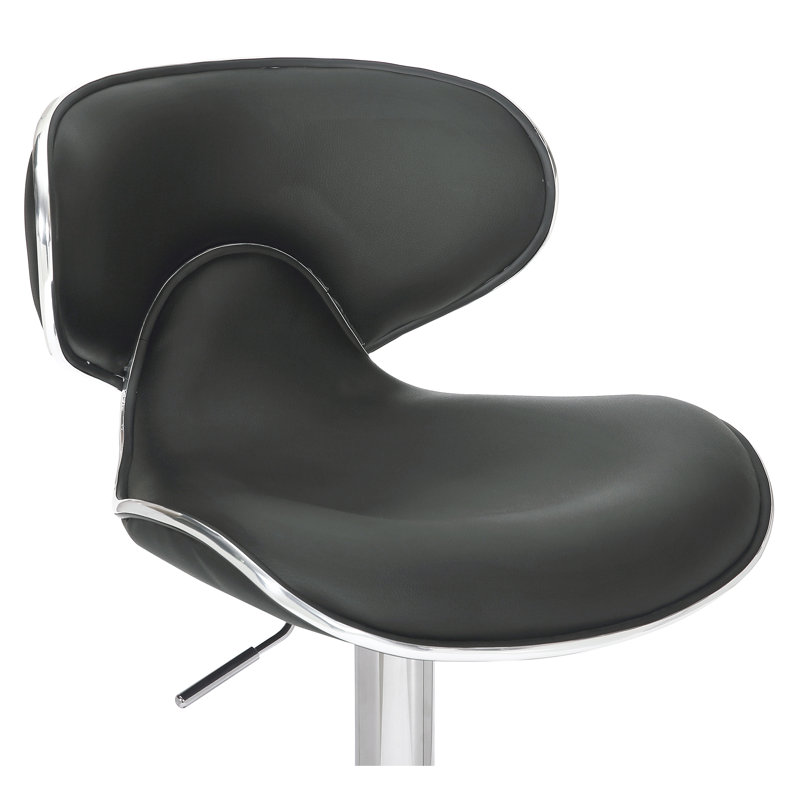 Cevennes Swivel Upholstered Adjustable Height Counter Stool with Metal Frame, Black