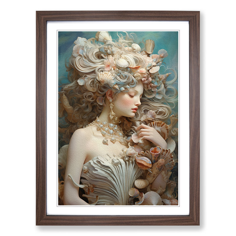 Seashell Rococo - Framed Print, Walnut Framed, 34cm H x 25cm W