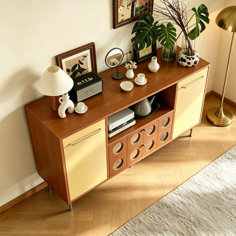 Table de buffet en acier inoxydable, 35.43" H x 51.18" W x 15.75" D