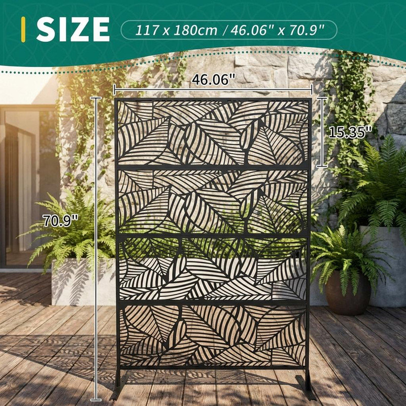 70.9" H x 46" W Decorative Fences for Outdoor Gardens – Ornamental Metal Garden Fence Panels, Rust-Resistant Scroll Design Border for Yard, Pool, Flower Beds, Easy Installation 1PC
