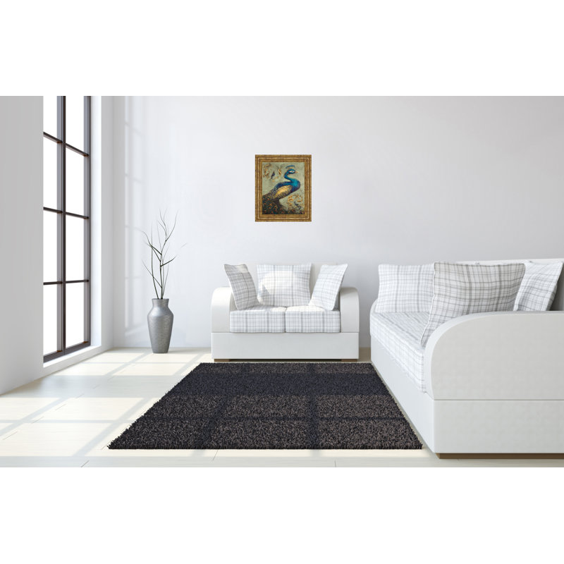 Majestic Azure Plumage Wall Art - 22" x 26" - Gilded Radiance Frame