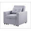 Fauteuil-lit convertible en lin léger avec poche latérale, idéal pour les espaces de vie compacts et polyvalents.