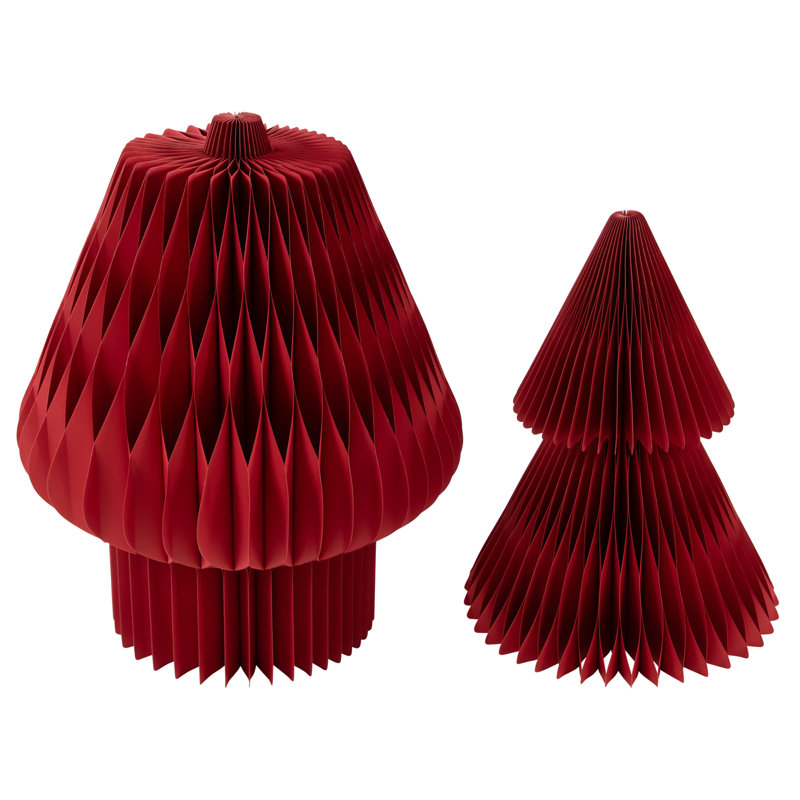 Arbre de Noël haut pliable en forme de nid d'abeilles en papier nid d'abeille - 4 pi - rouge