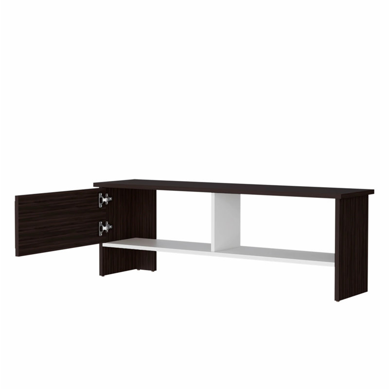 Meuble audio-vidéo Rock Point avec porte et rangement ouvert, Blanc