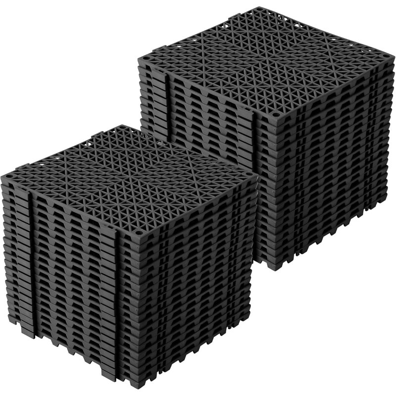Paquet de 50 carreaux de sol à emboîtement, tapis en PVC souple antidérapant de 12 po x 12 po avec trous de drainage, plancher modulaire pour la cuisine, la salle de bain, la terrasse, la piscine, le garage, la salle de bain, imperméable et facile à nettoyer