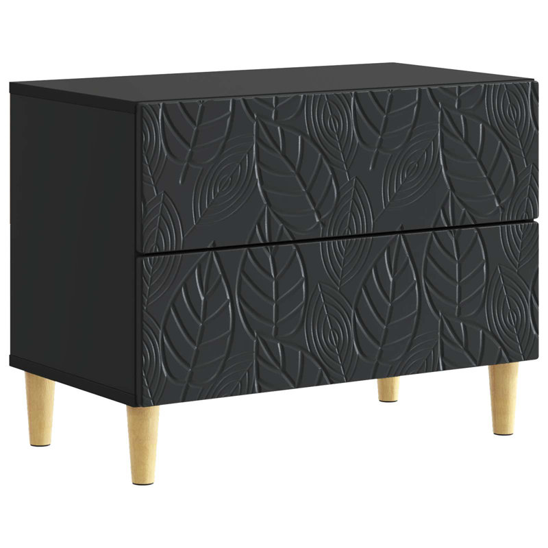 62cm W Composite Bedside Table, Black