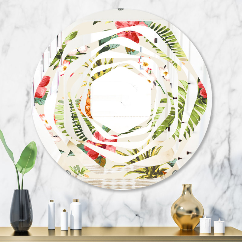 Miroir mural Whirl Coastal, 23,6 po x 23,6 po, Pineapple Summer Bliss IV