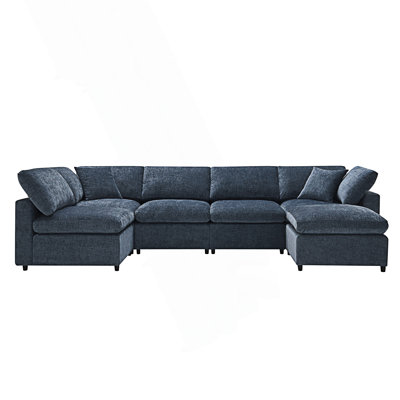 Ensemble de canapé-lit modulaire moderne, ensemble de canapé modulaire 6 places avec repose-pieds, canapé-lit convertible en forme de U