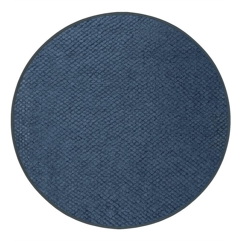 Tapis gris en treillis lavable à la machine, Rond 6 pi