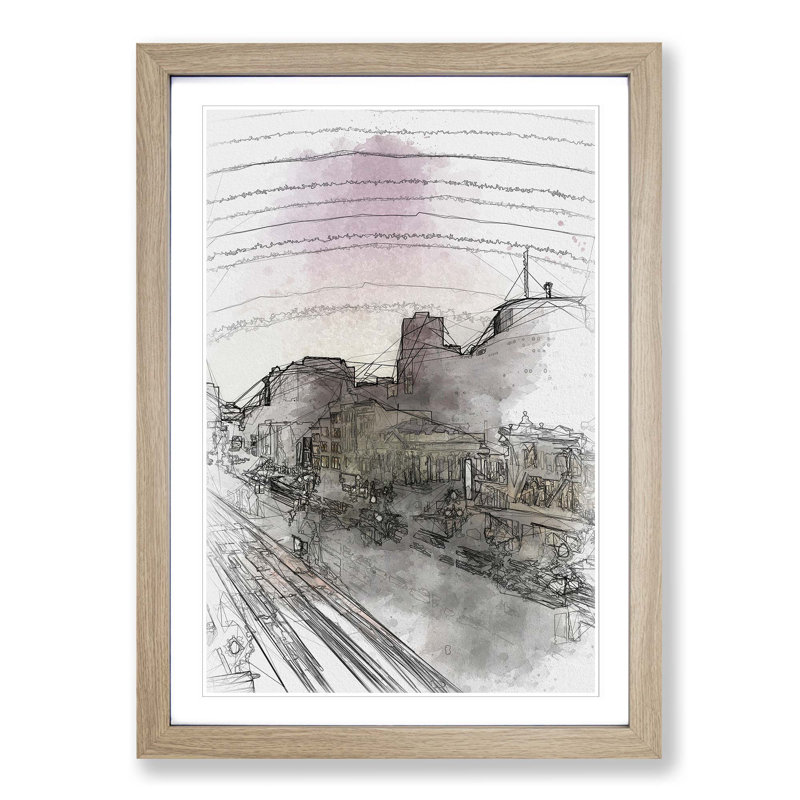 Canal Street in New Orleans in Abstract - Picture Frame Graphic Art Print, 65cm H x 48cm W x 2cm D, Oak Framed