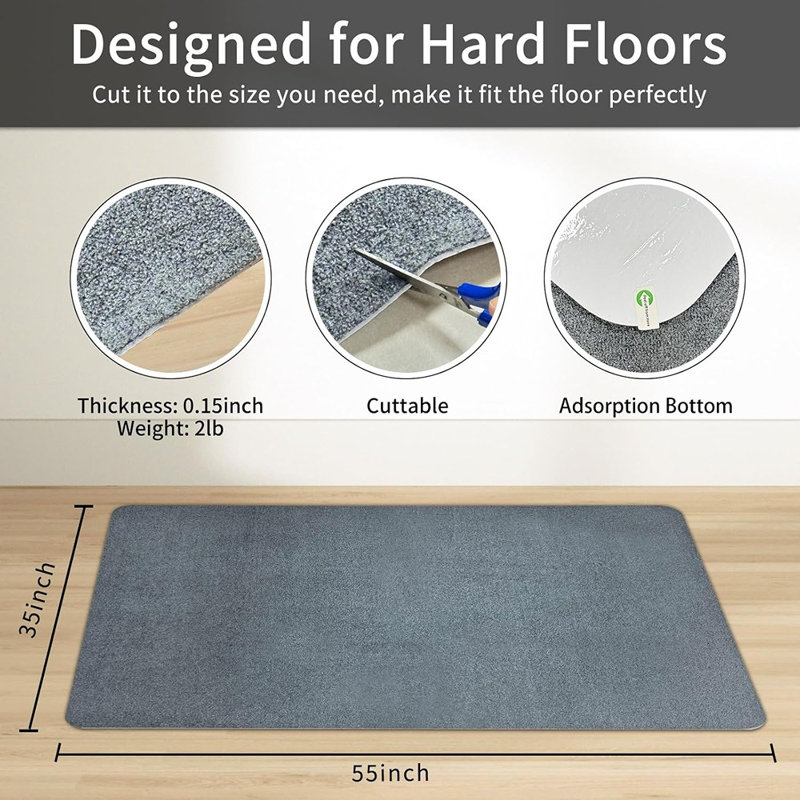 Tapis de chaise de bureau pour plancher de bois franc / carrelage, 55 po x 35 po