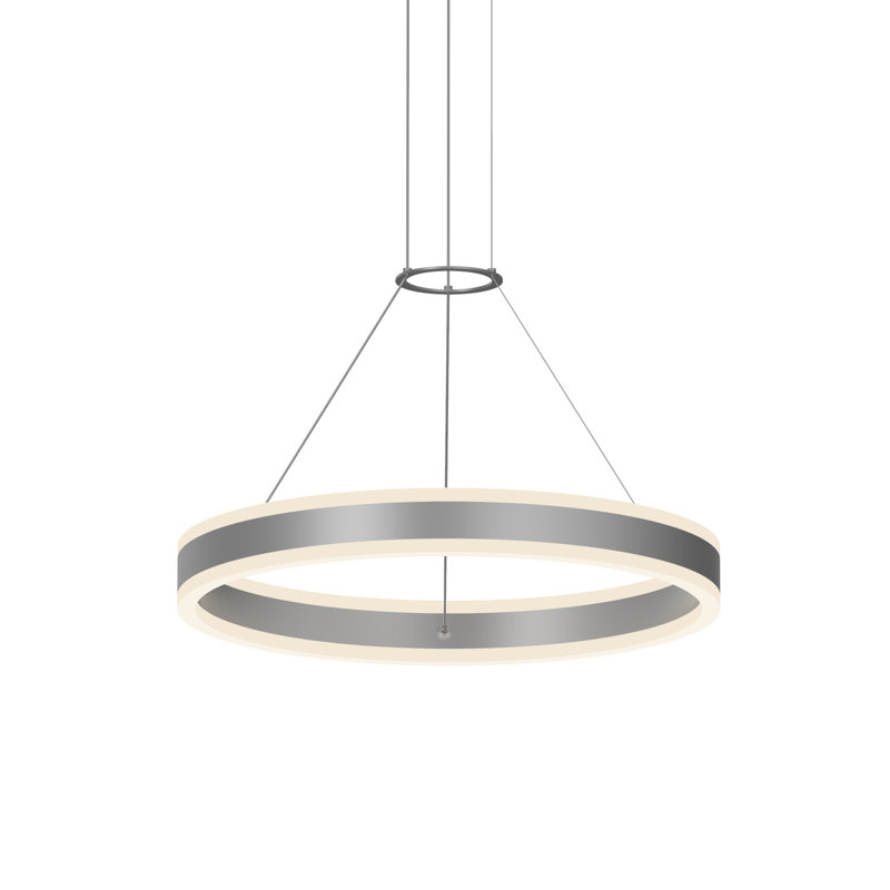 Double Corona 2 - Light Dimmable LED Wagon Wheel Chandelier, Bright Satin Aluminum, 2.75" H x 47.25" W x 47.25" D