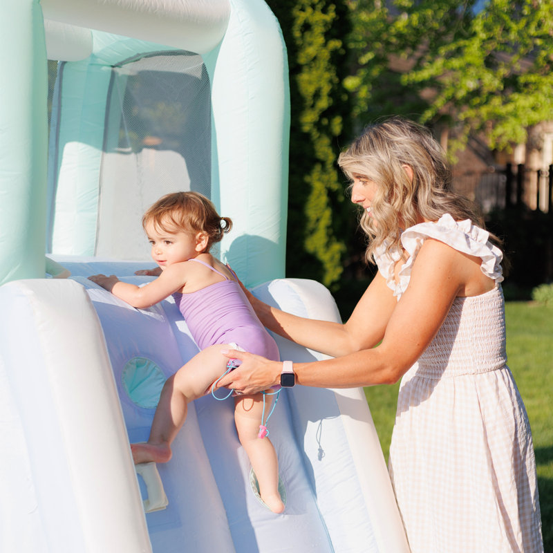 Dreamy Blue and White Inflatable Water Slide with Pool