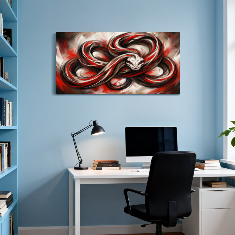 Motif de serpent animaux rouge et noir, H 16 po x l 32 po