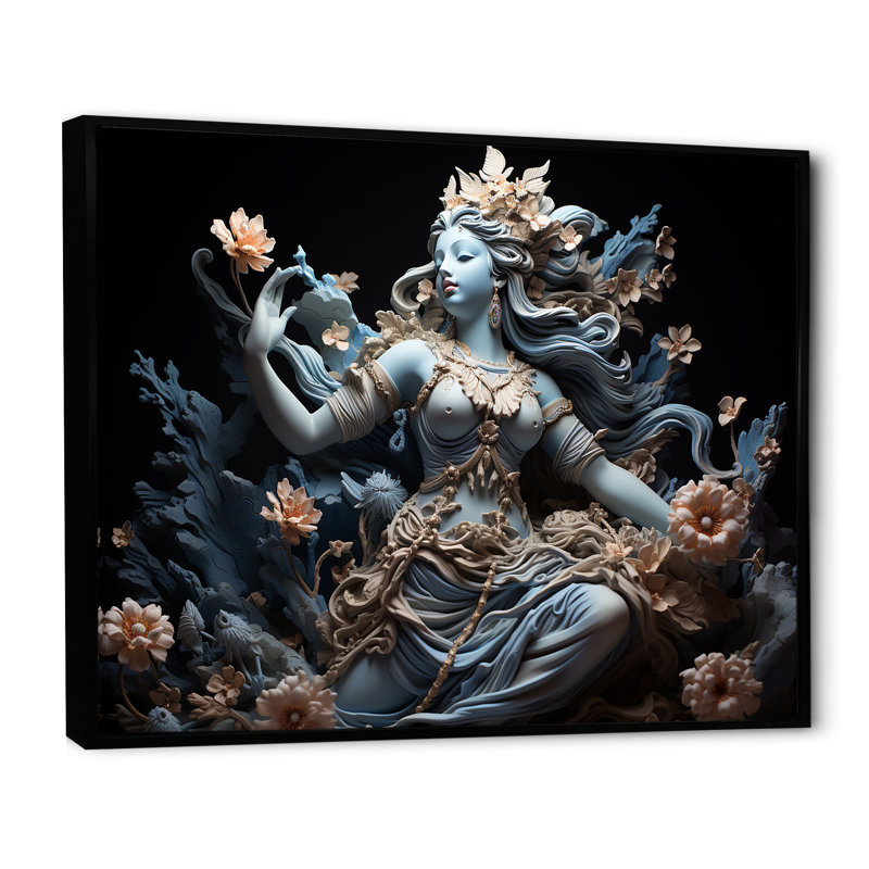 «Hinduism Avatars Incarnation Azure», reproduction sur toile, Cadre flottant noir, H 12 po x l 20 po x P 1 po