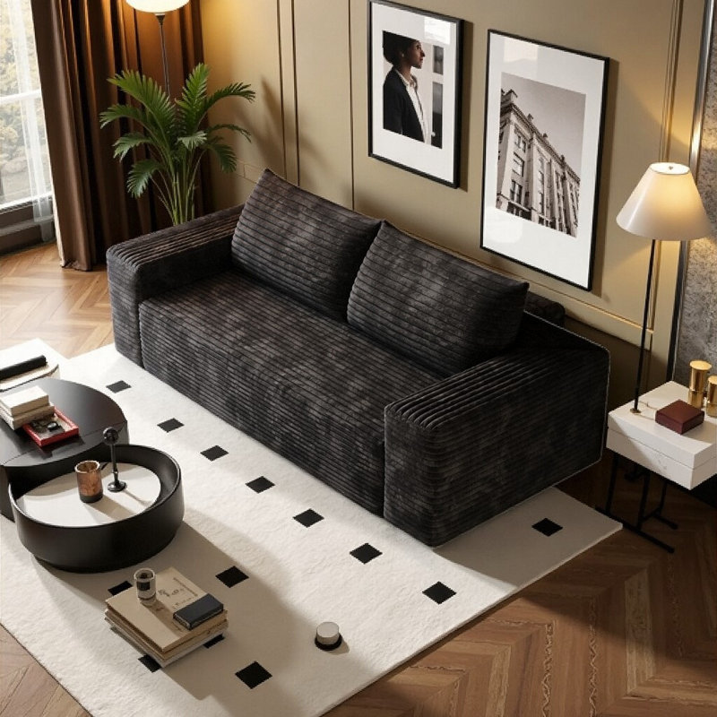 Canapé Luxury Cloud Comfort - 71 po en coton de qualité supérieure avec capacité de 600 lb et support ergonomique, Noir