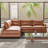 Leather 2-Piece Bumper Chaise Sectional Sofa, Cognac-108988471