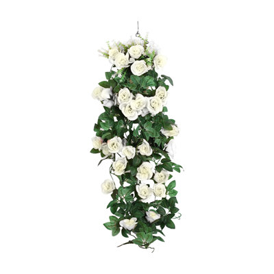 Kbndieu Artificial Fake Flowers for Home Decor Rose Hanging Flowers Artificial Decor Rose Simulation Hanging Faux Hanging Rose Hanging Artificial Orchid for Home Garden