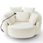 Fauteuil demi-tonneau en velours côtelé pivotant à 360 ° avec support pour téléphone et 5 coussins Delyth-128836569