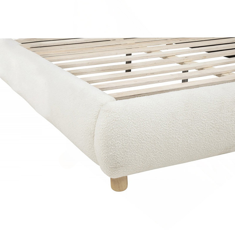 Cadre de lit plateforme contemporain tapissier pour chambre à coucher, Ivoire