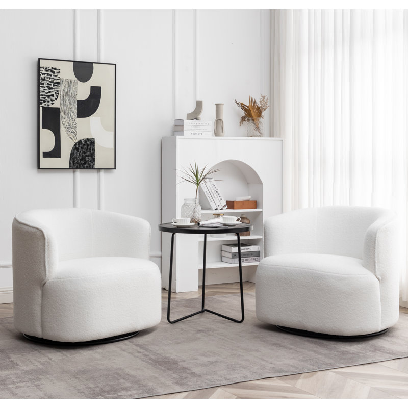 Fauteuil demi-tonneau pivotant Jalena, Ourson blanc