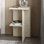 Table de chevet moderne, couleur travertin, 35 x 60 x 35 cm, 100% panneau de particules enduit de mélamine, épaisseur: 0 cm, conception en marbre, pour le rangement de la chambre à coucher et un décor contemporain