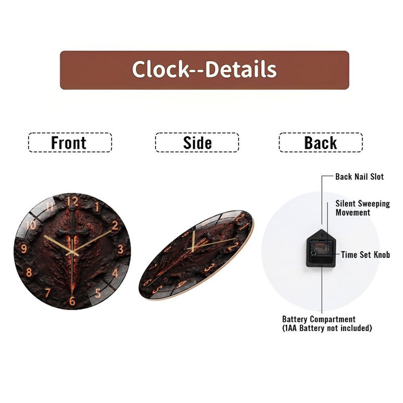 Horloge murale en verre 12 po