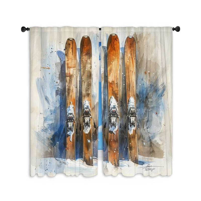 Ski Gear Winter Room Darkening Curtain Pair, 40" W x 84" L