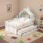 Lit maison avec lit gigogne, tablettes de tête de lit et tiroirs de rangement-1420374311-1420374312