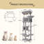 Cat Tree for Indoor Cats, Large Tall Cat Tower, Multi-Level Cats House with Condo, 8 Scratching Posts, Hammock, 4 Pom Poms-993929118-993929117