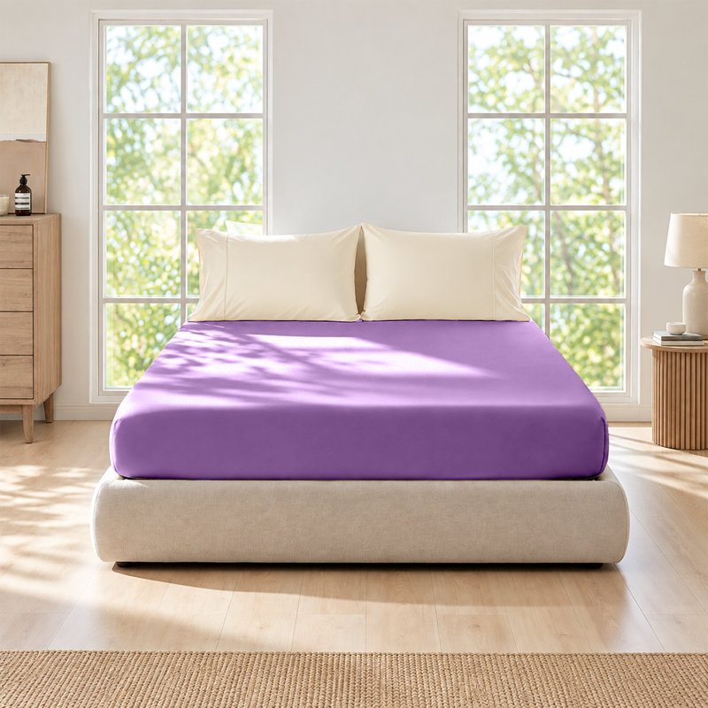 Bedroom Collection Standard Fitted Sheet, Super King, Lilac/Purple