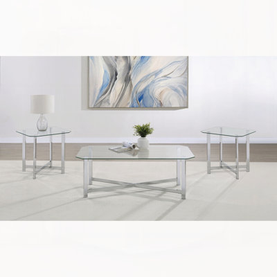 Ensemble de 3 tables basses chromées
