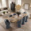 Ensemble de table de salle à manger extensible avec table en placage de bois véritable et chaises pivotantes rembourrées à 360 °-144070907-144070908